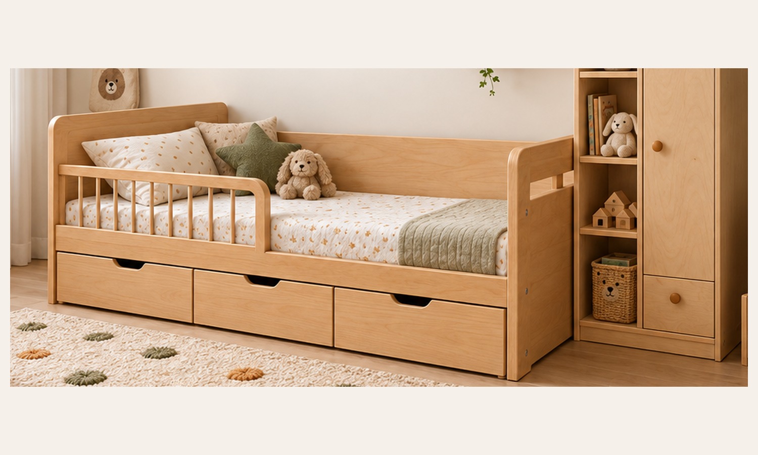 Bed with Drawers & Wardrobe