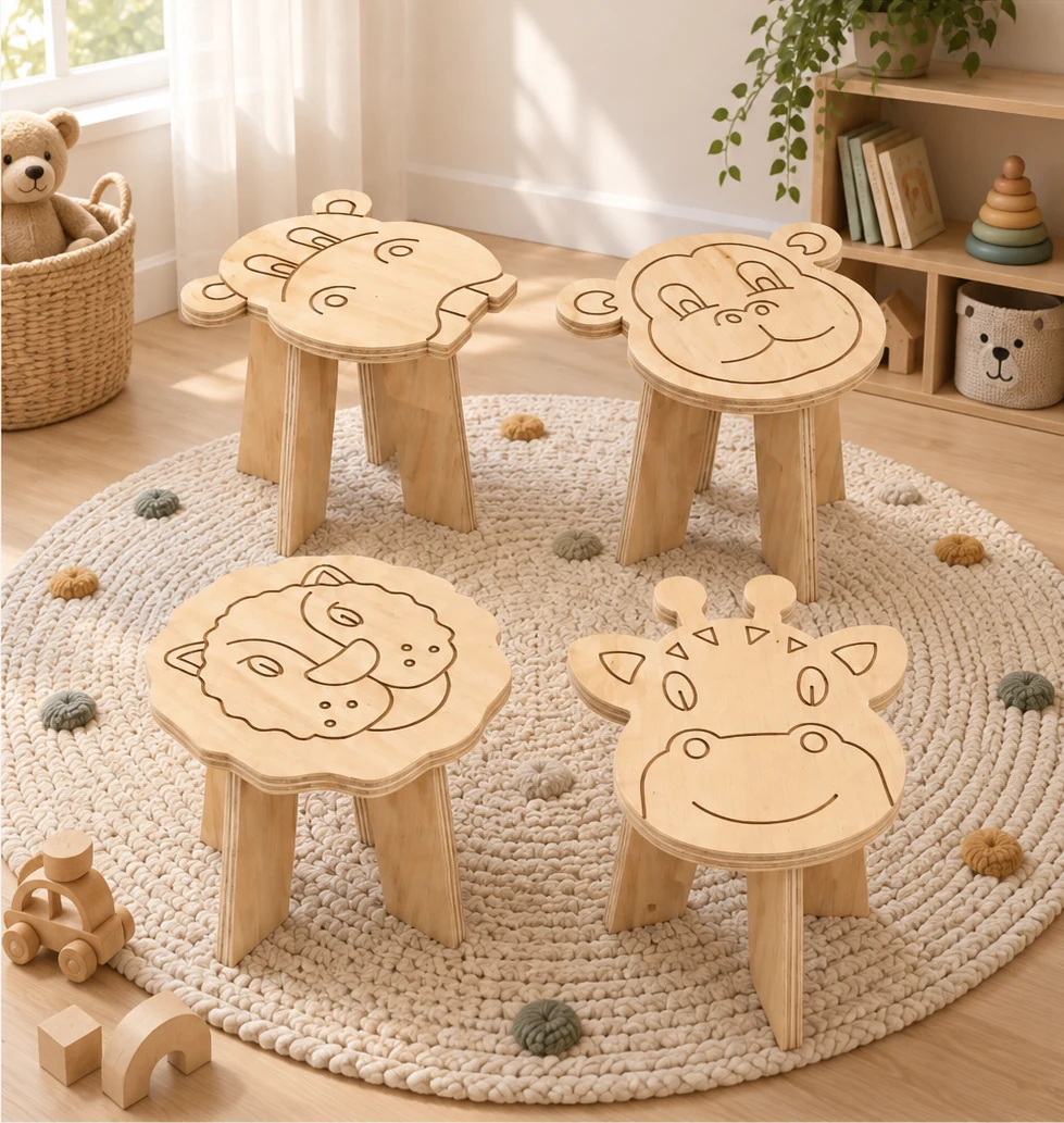 Animal Kids Stools — Set of Four
