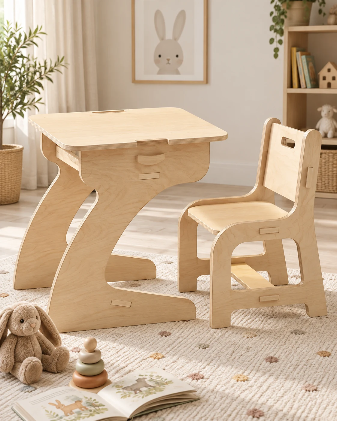 Curved Kids Desk & Chair Set