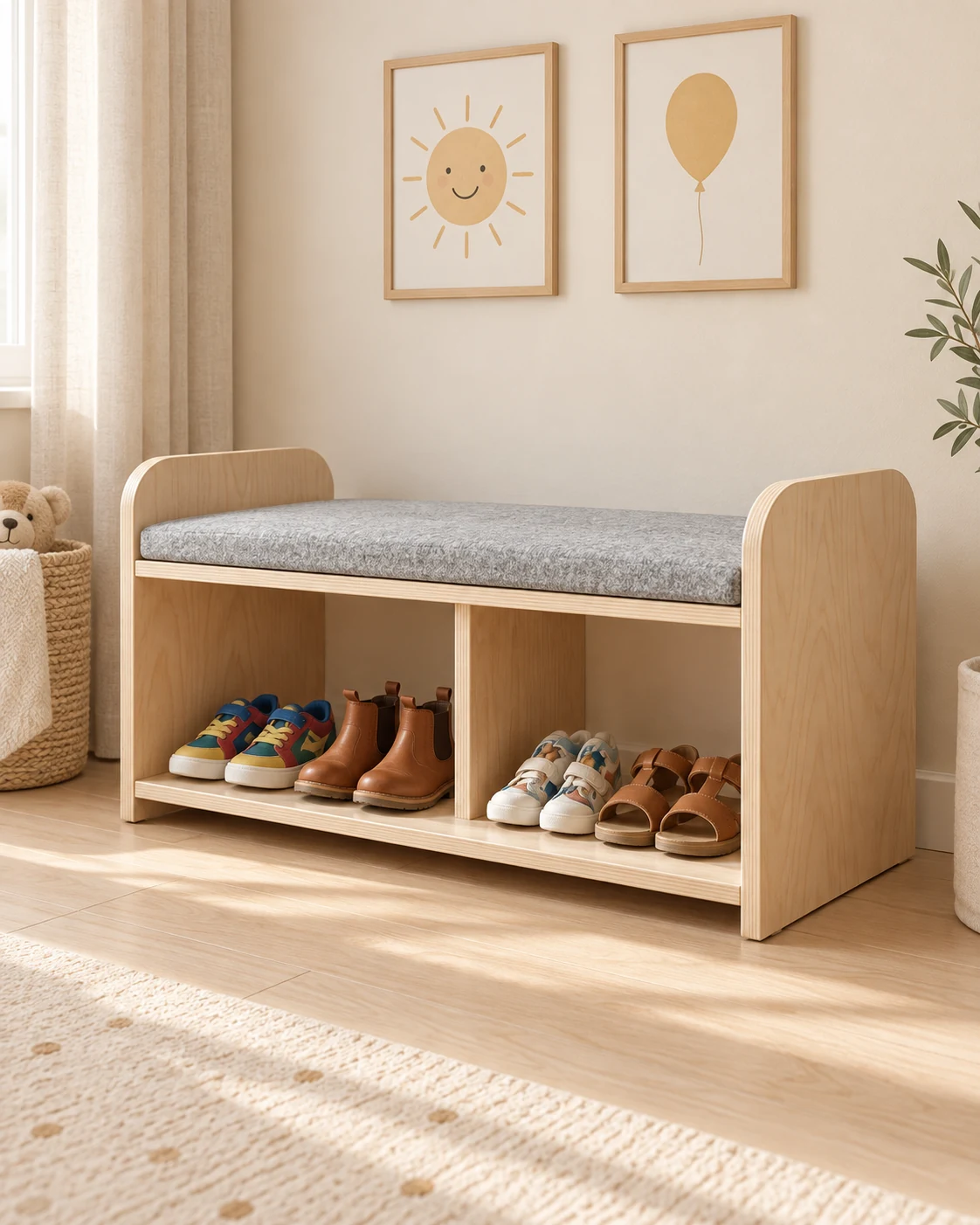 Kids Shoe Bench & Shoe Rack