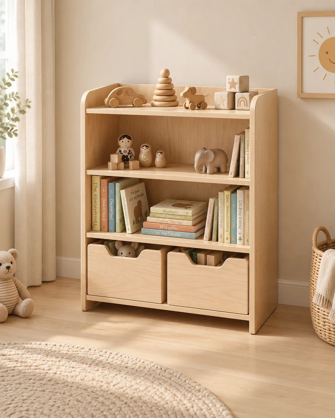 Simple Kids Bookshelf with Drawers
