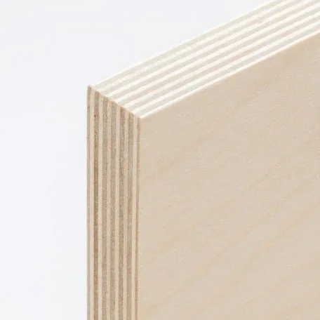 Birch plywood board viewed from the layered edge