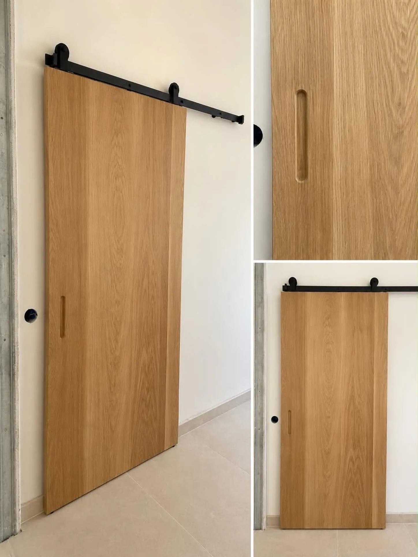 Solid white oak sliding barn door