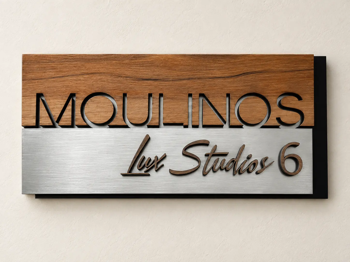 Moulinos Lux Studios 6 handmade entrance sign